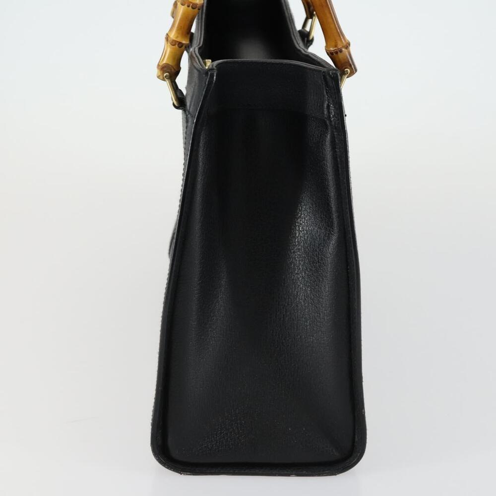 GUCCI Bamboo Hand Bag Leather Black Gold 002 1186 0260 Auth 156902 - Picture 4 of 16